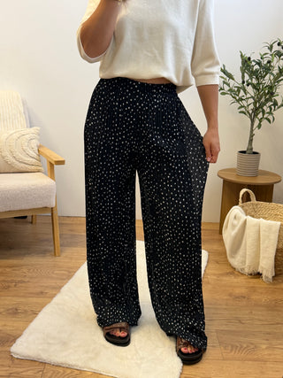 Pantalon Marine - Noir pois Paula
