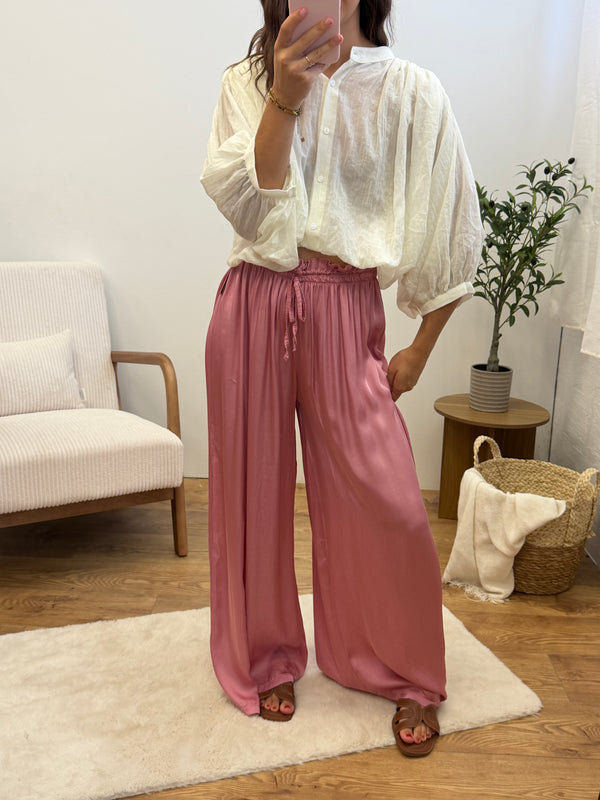Pantalon en Satin Zélia - Blush Paula