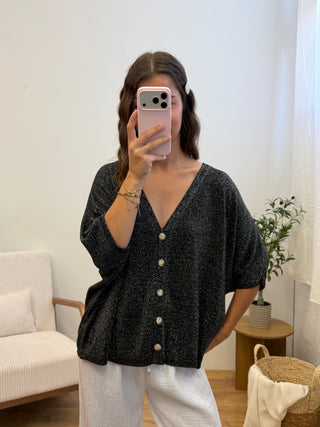 Gilet scintillant Romy - Noir Paula
