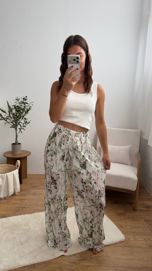 Pantalon Alma - Floral kaki Paula