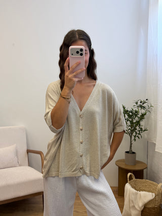 Gilet scintillant Romy - Beige Paula
