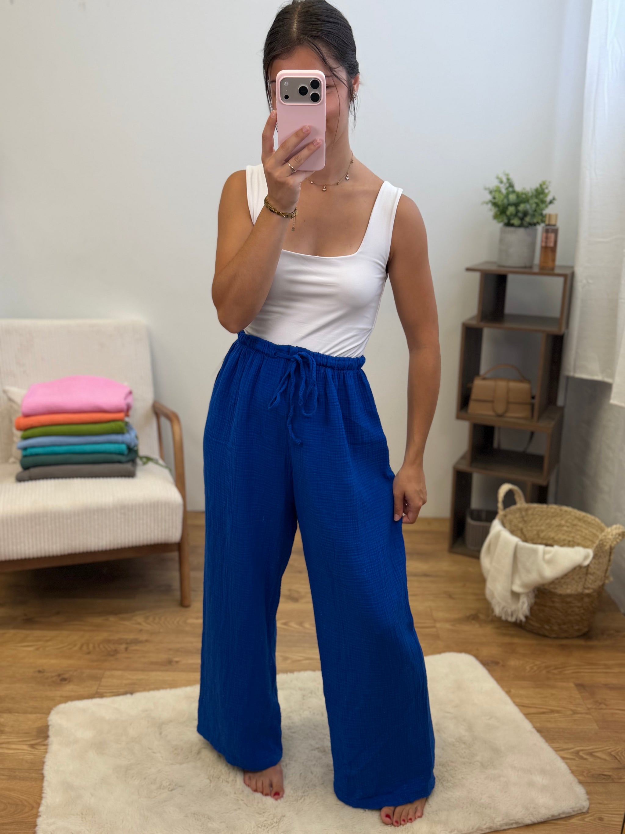 Pantalon gaze de coton - PETITE (14 coloris) Paula