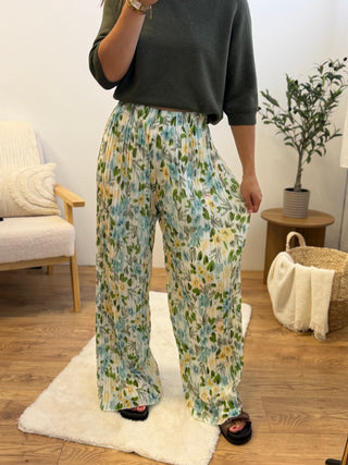 Pantalon Marine - Fleur Verte Paula
