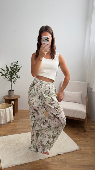 Pantalon Alma - Floral kaki Paula