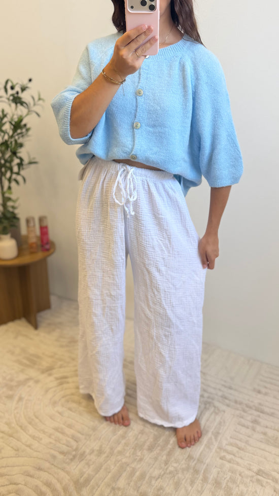 Pantalon gaze de coton - Blanc Paula