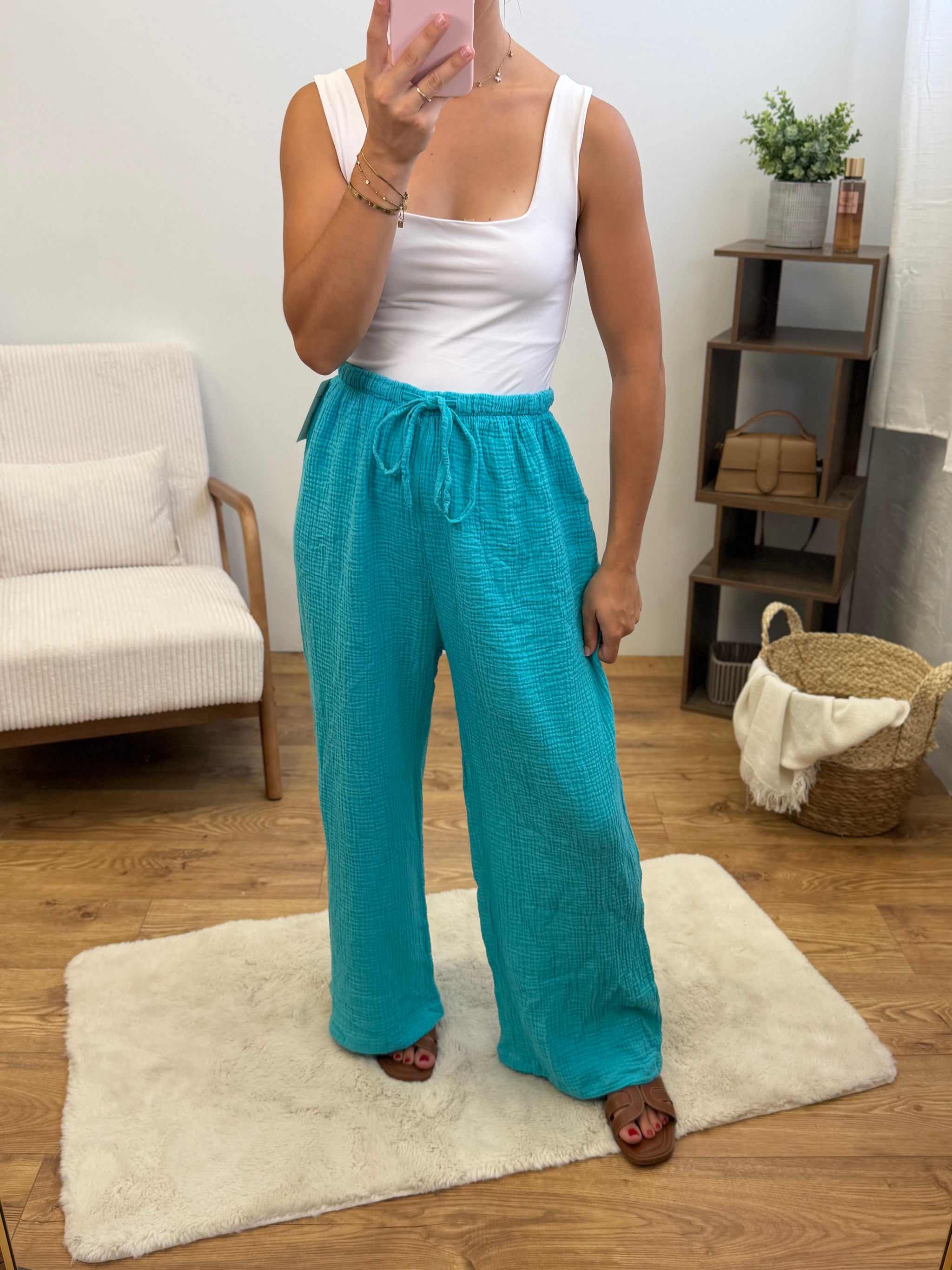 Pantalon gaze de coton - PETITE (14 coloris) Paula