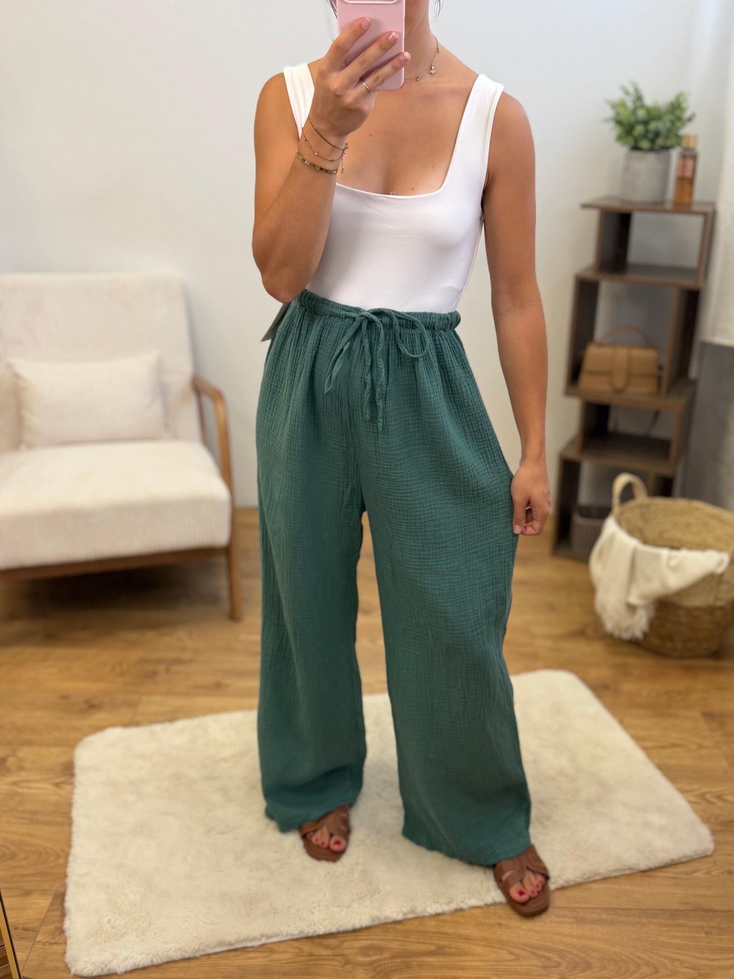 Pantalon gaze de coton - PETITE (14 coloris) Paula