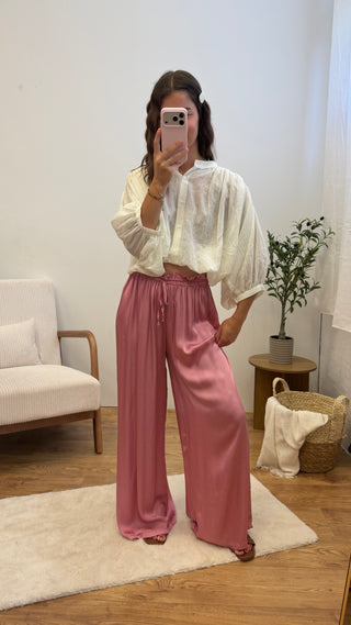 Pantalon en Satin Zélia - Blush Paula