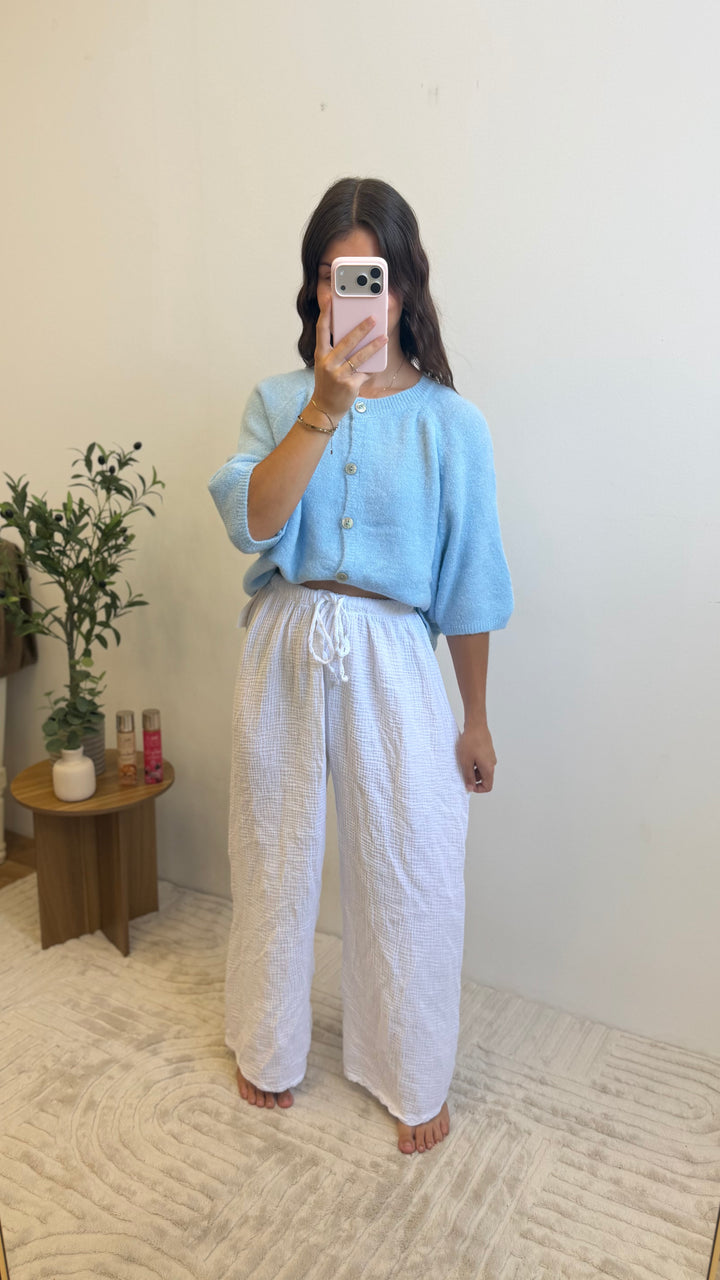 Pantalon gaze de coton - Blanc Paula