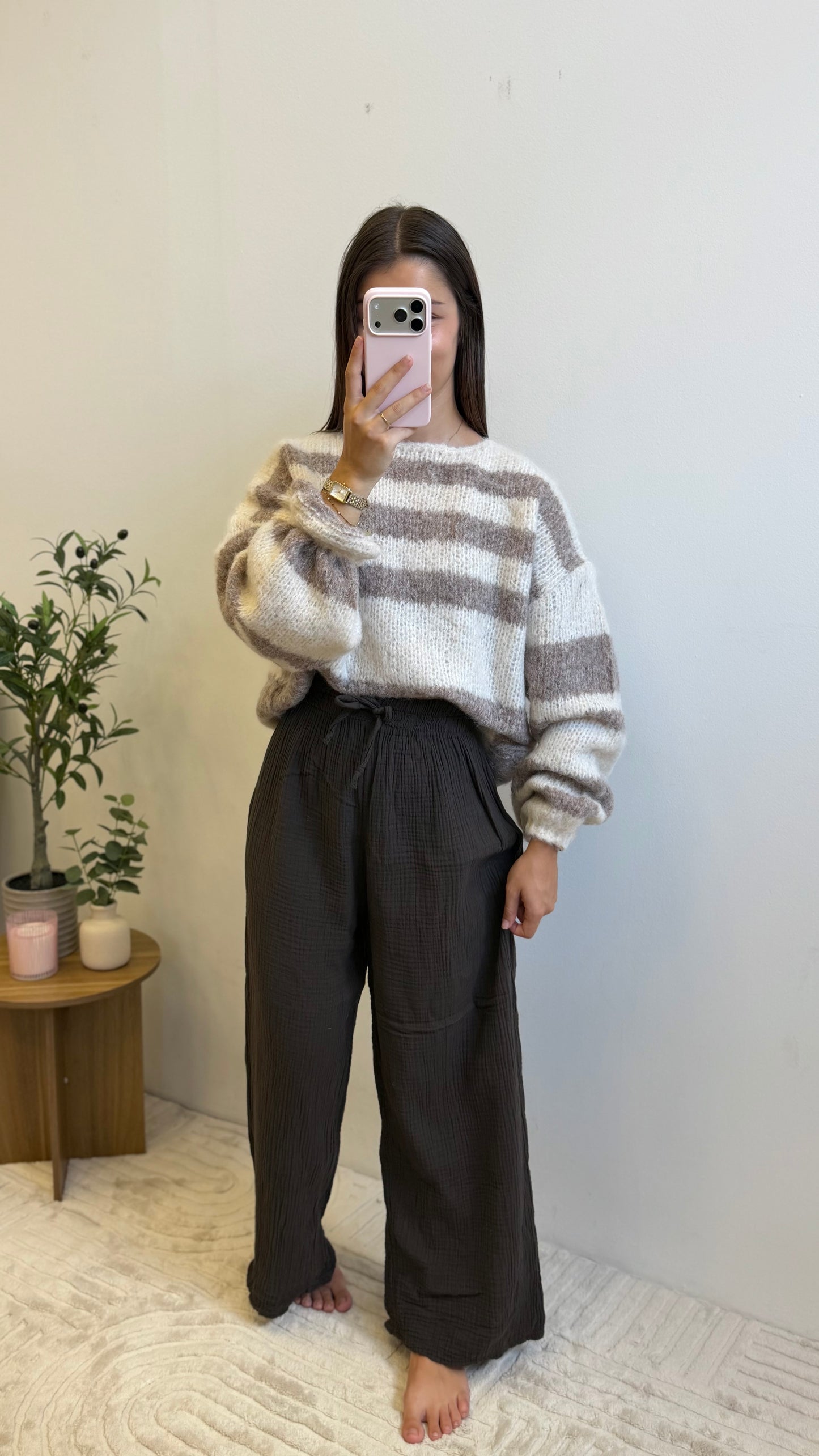 Pantalon gaze de coton - Chocolat Paula